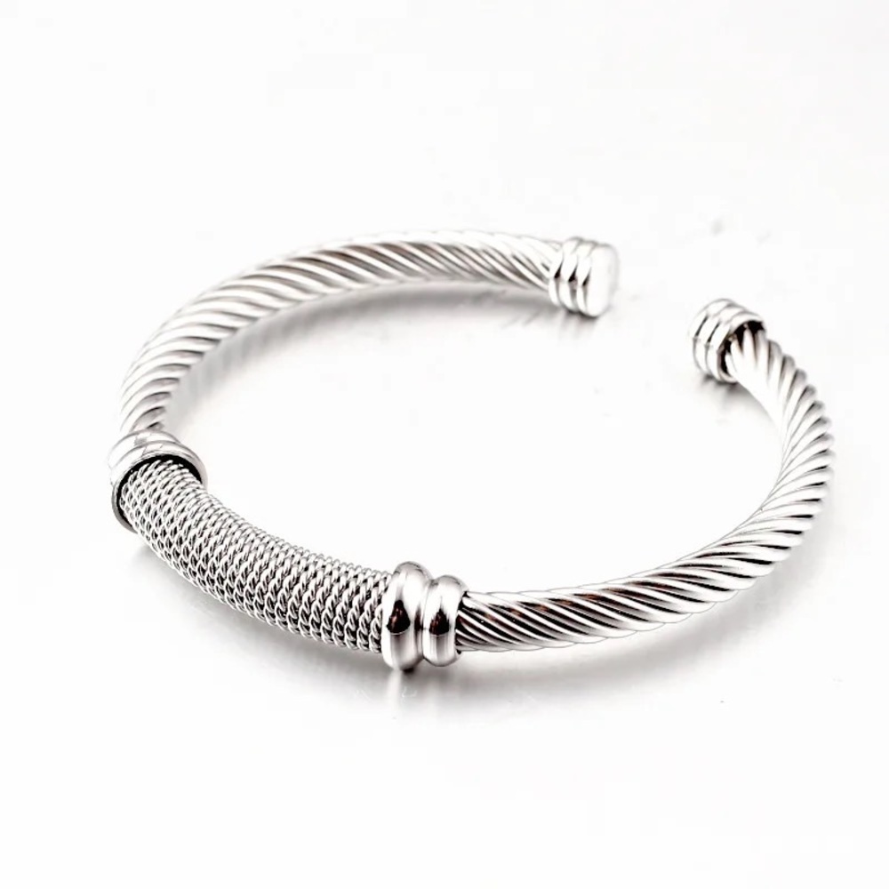 Silver Cable Bangle - Picture 2 of 2
